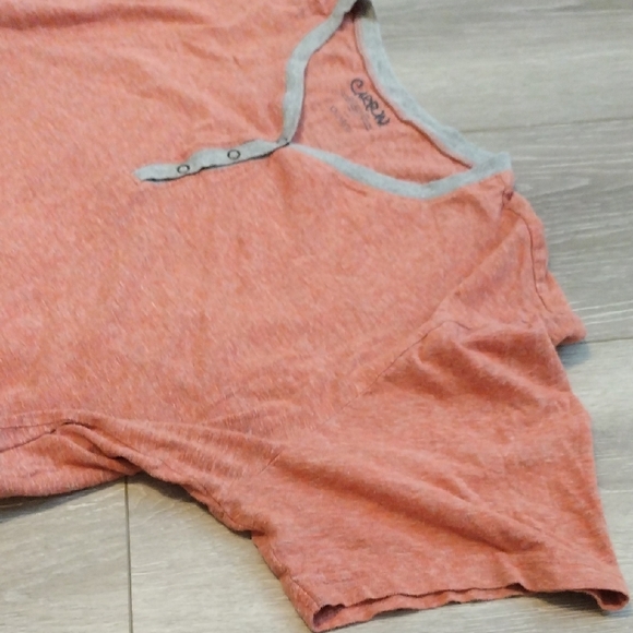 Carbon Men's Henley T-Shirt - Coral and Gray - Picture 7 of 7